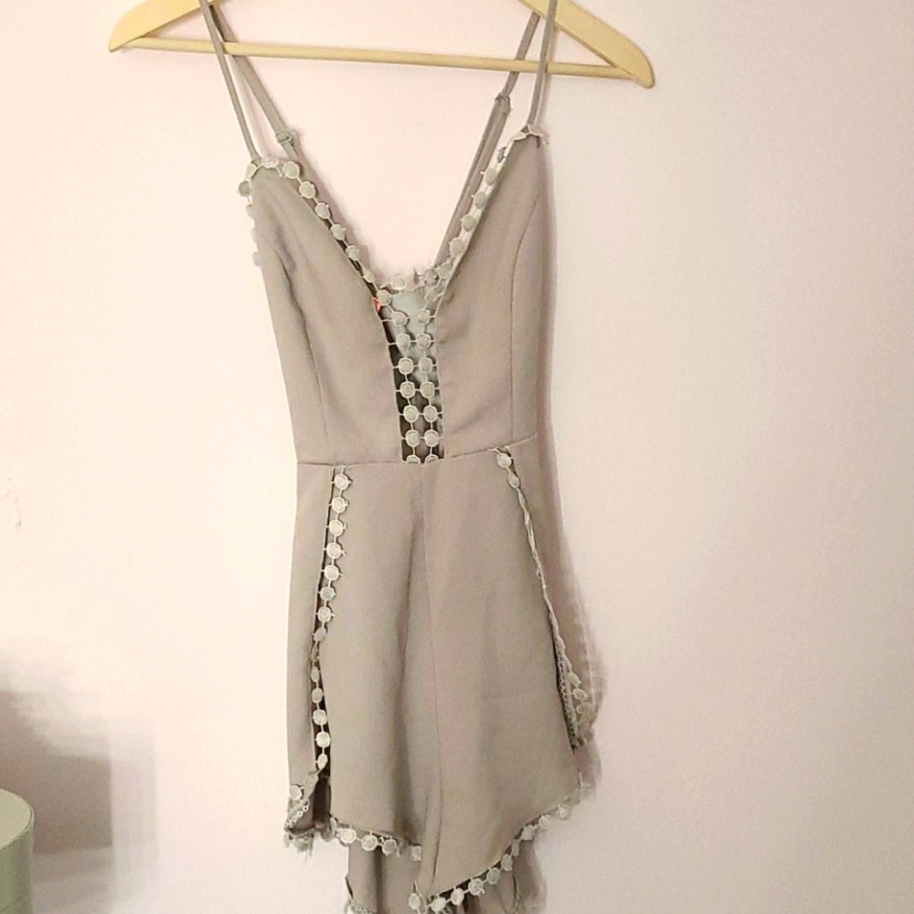 Gray Blossom Romper
